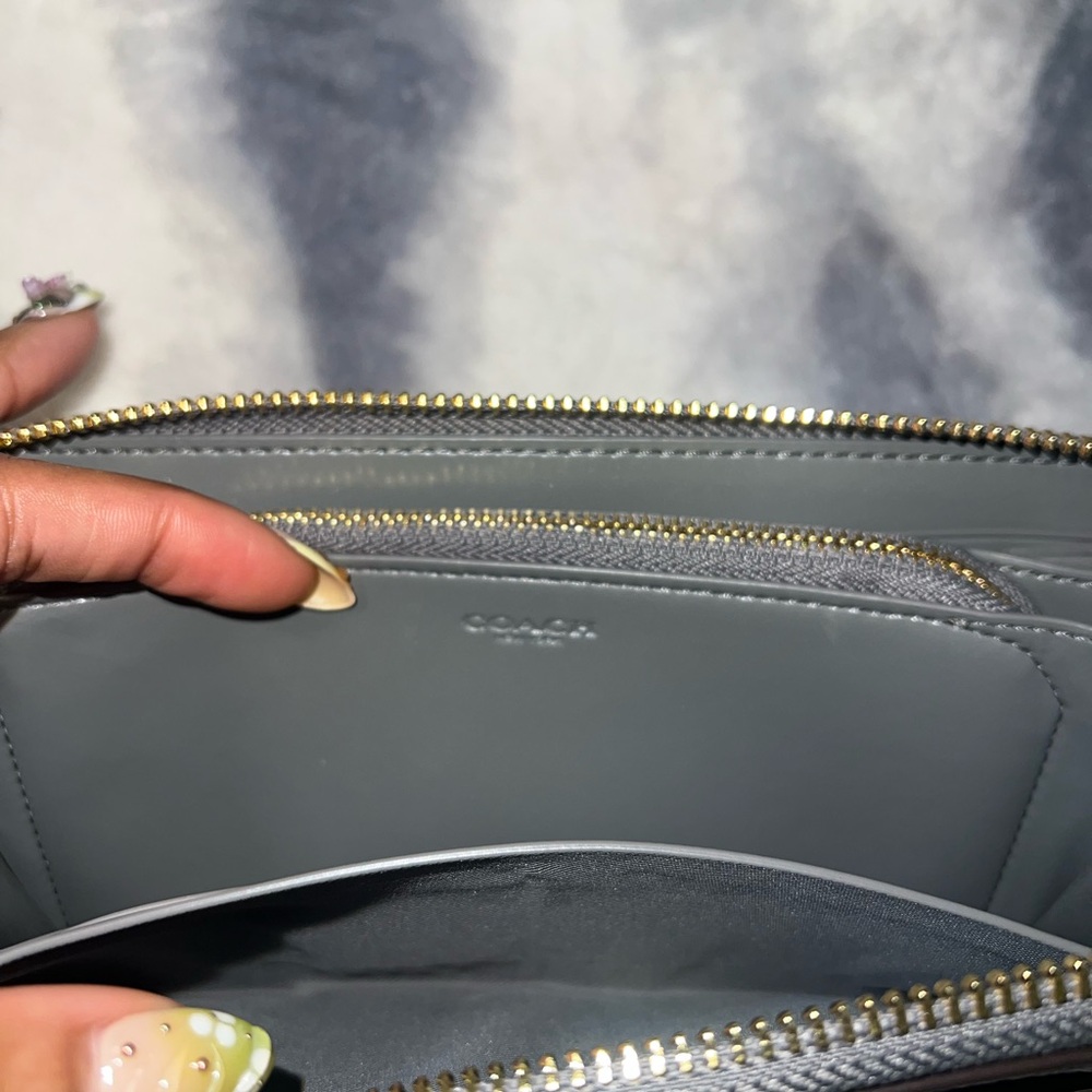 Coach Gray Pebbled Leather Wristlet - Picture 8 of 11